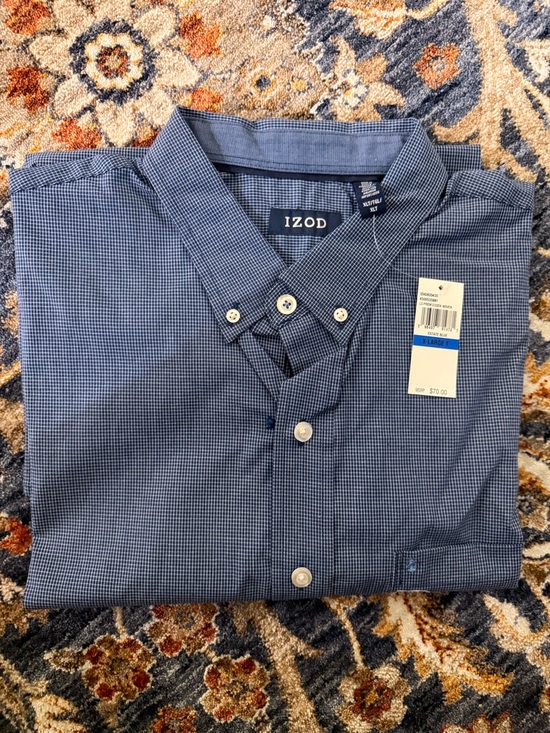 Izod Other - NTW Izod Men's Navy Micro-Check Button-Down Dress Shirt